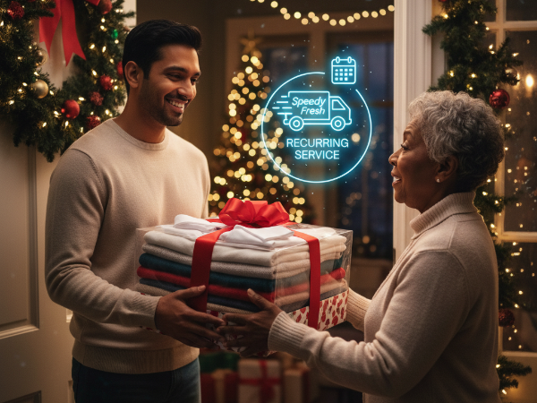 Son Giving Grandma Laundry Services For Holidays 600X450